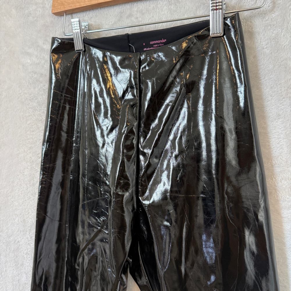 Commando Womens Black Patent Faux Leather Leggings High Rise Slim Fit Small - Picture 3 of 8